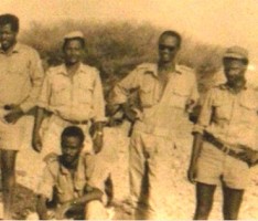 Standing, from right: Ismail Lejajj, Dr. Yahya Jaber, Umar Hajj Idris, Mahmoud Ibrahim Chickini Sitting: Abdullah Suleiman
