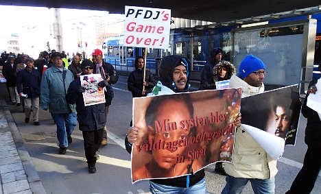 Swedish-Eritreans take part in an anti-regime protest in 2013. Photo: Ola Westerberg/TT